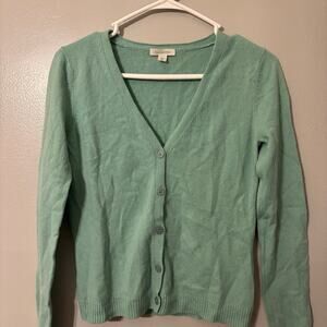 Garnet Hill Women's 100% Cashmere Sweater Buttoned Cardigan blue Size XS